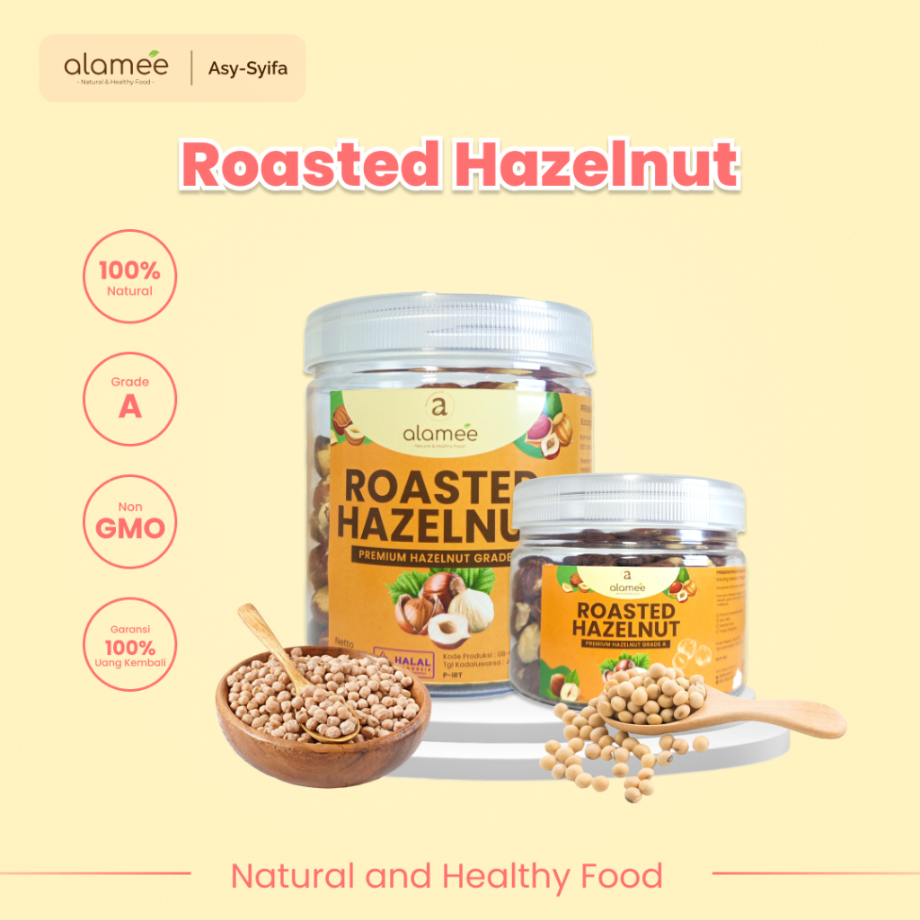 

ALAMEE Kacang Hazelnut Panggang Hazelnut Roasted Cemilan Sehat Rendah Kalori Kacang Kemiri 250gr