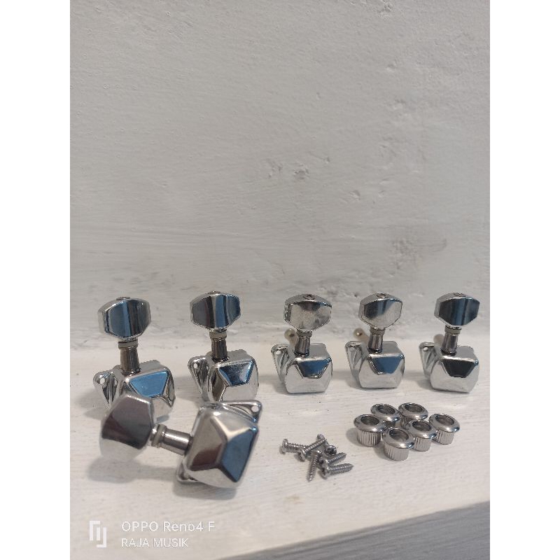 Dryer Gitar Akustik Tuning Machine Head R6 Sejajar Kaleng Model Yamaha Crhome