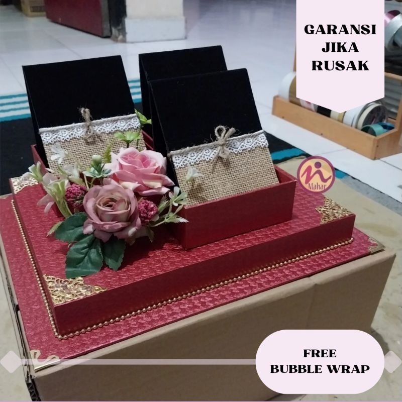 Box Logam Mulia 3 Slot Seserahan Pernikahan - Kotak Mahar Emas Antam Aesthetic