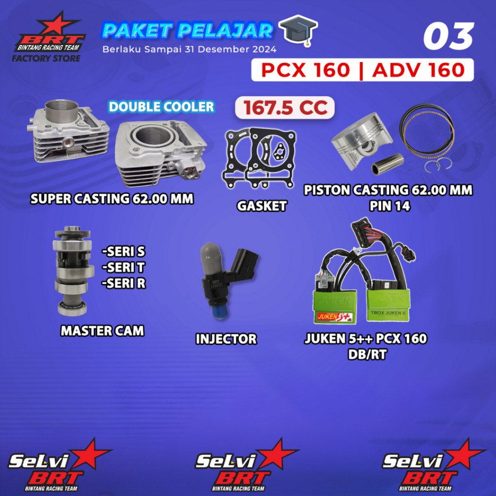 PAKET BORE UP BRT BLOK SET PISTON INJEKTOR ECU 5++ DUALBAND RACING TURBO NOKEN AS MASTER CAM VARIO 1