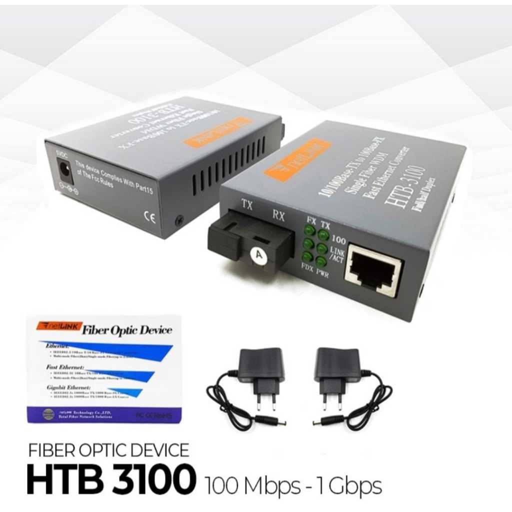 Netlink Htb 3100 Gigabit 1000 A dan B Converter Fo Fiber Optic Device 1gbps HTB 1000MBPS