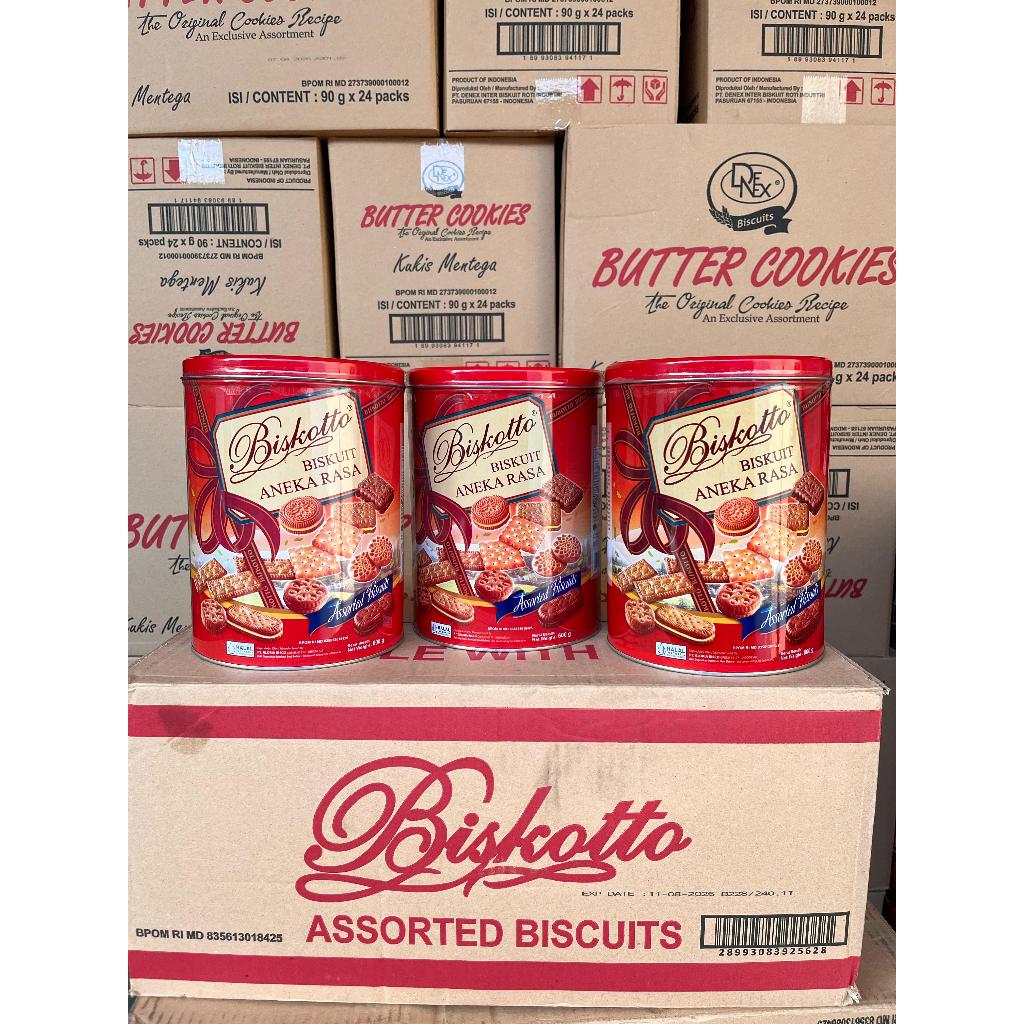 

biscotto assorted biskuit 600 gram 1 dus isi 6 kaleng