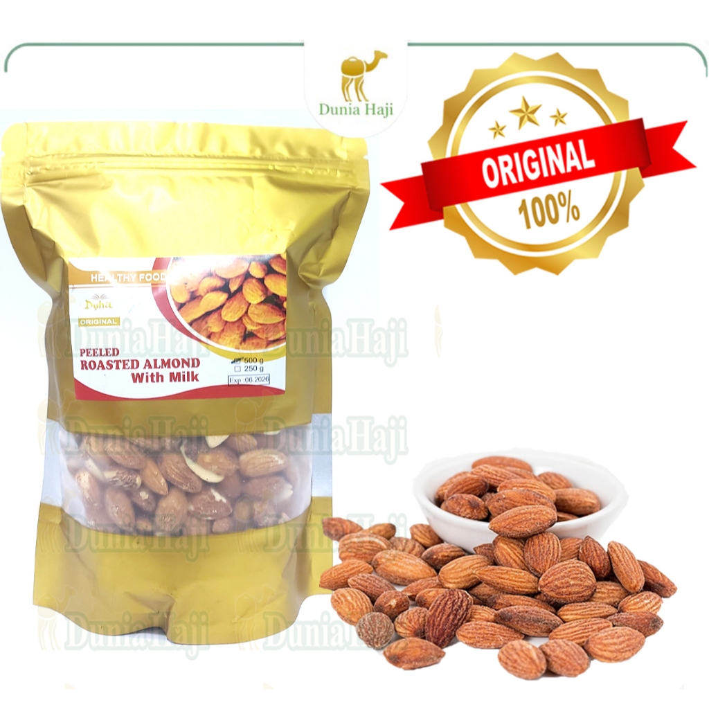 

Kacang Almond Kupas Rasa Susu Almond Arab With Milk Tanpa Cangkang Roasted Matang