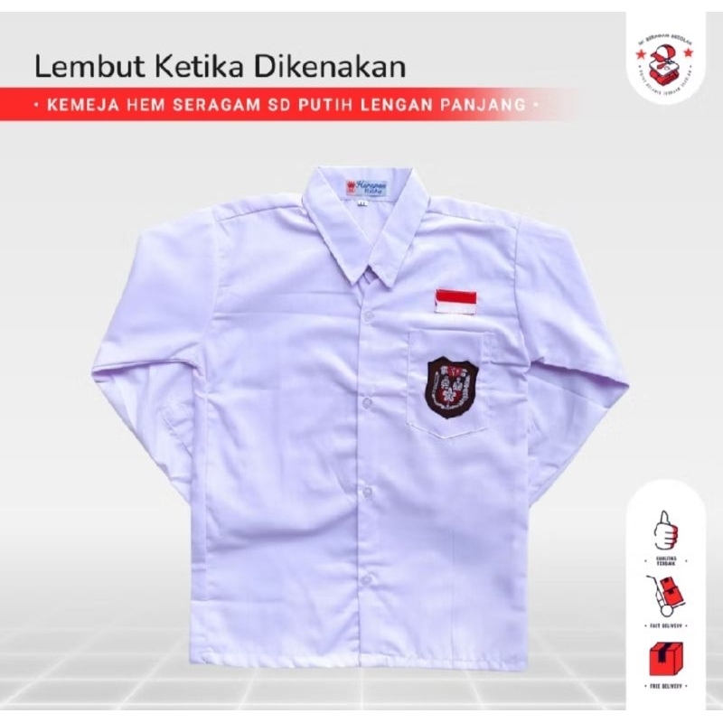 BAJU SERAGAM SEKOLAH PUTIH SD/SMP/SMA/SMK LENGAN PANJANG WANITA