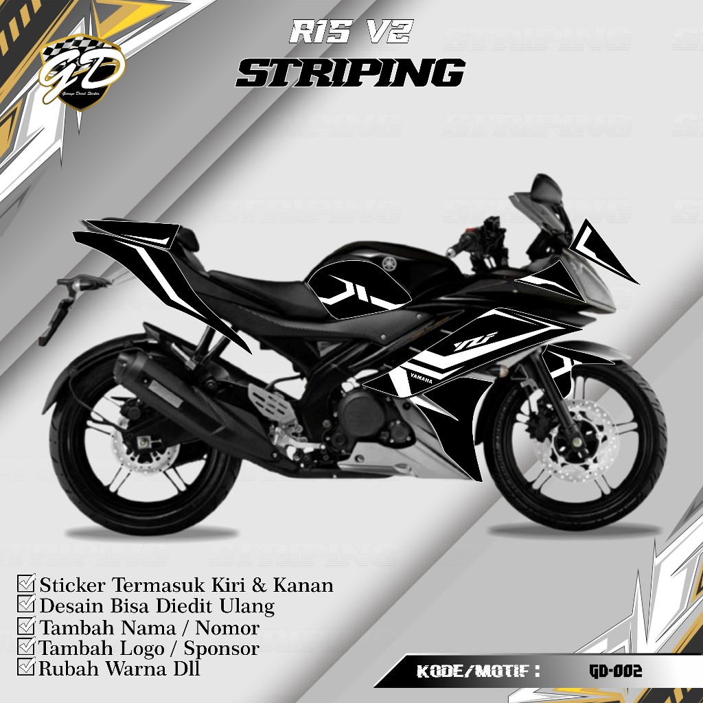 Striping R15 V2 - Stiker Striping R15 V2 - Yamaha Striping R15 V2 GD-002