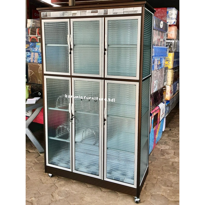 RAK PIRING BOX 3PINTU ALUMINIUM | RAK PIRING KACA ES | RAK PIRING KACA BENING | RAK PIRING FULL TUTU