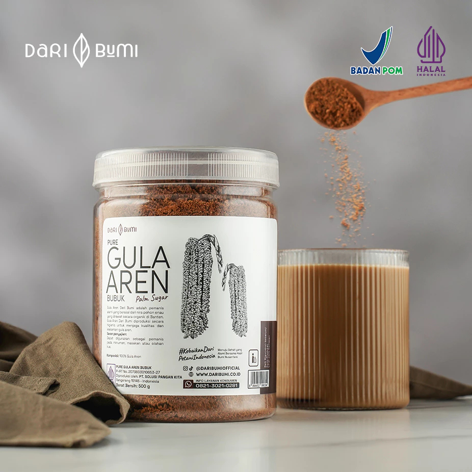 

[Original][Dari Bumi][Surabaya] Gula Aren Bubuk Organik 500 Gr Premium Pure Palm Brown Sugar Bubuk