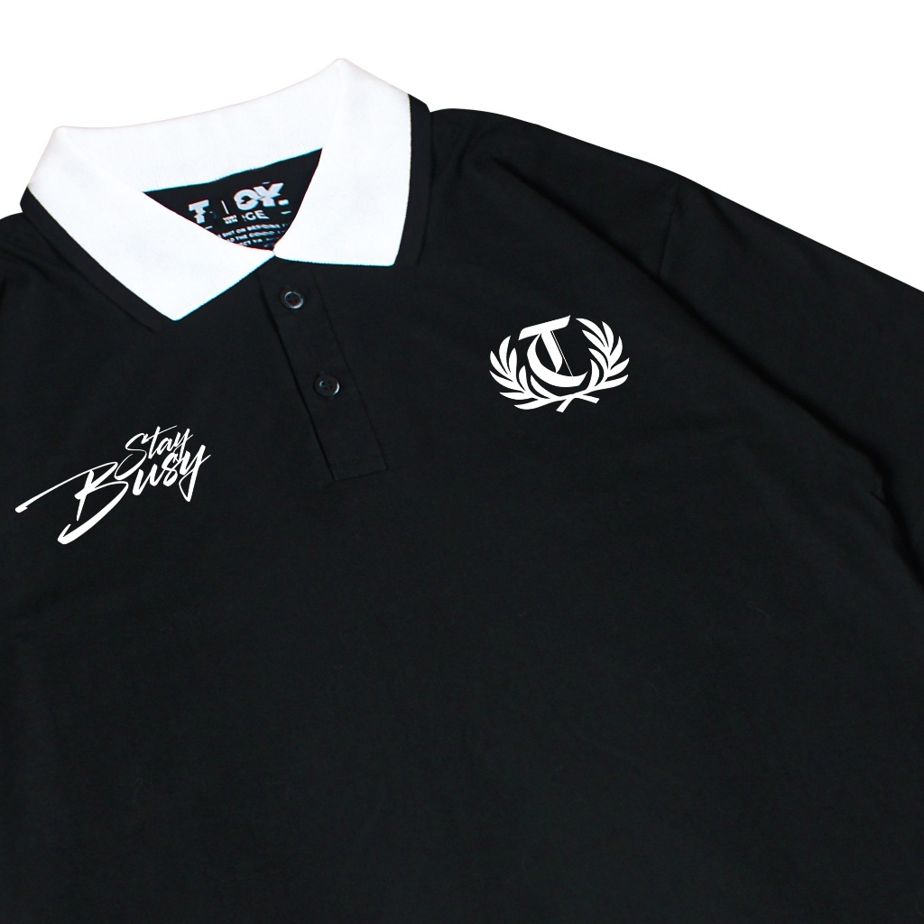 Troy Company Cotton Rugby Polo Shirt Black Wealth - Kaos Polo Hitam PR 3002