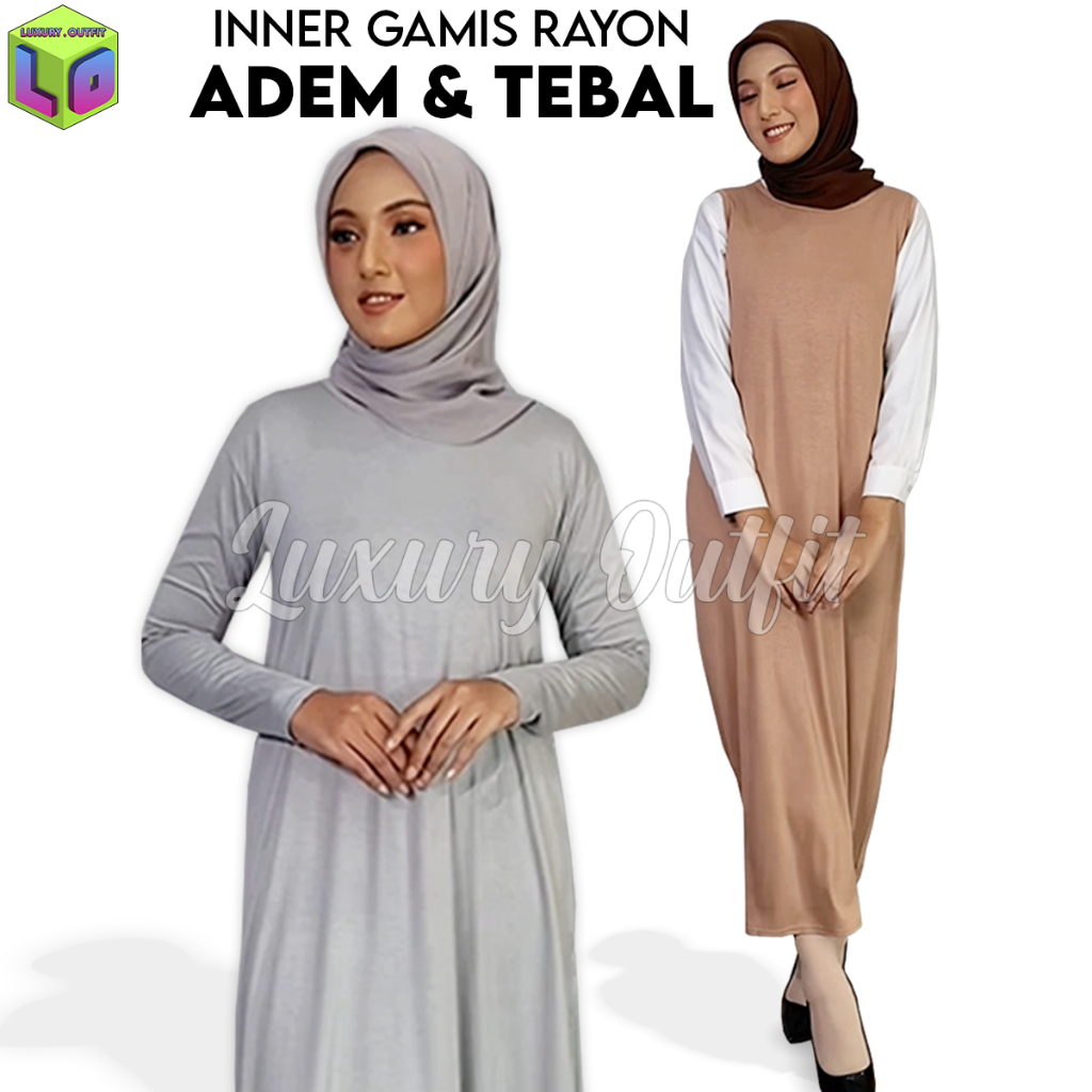 Baju Manset Gamis Tangan Panjang & Tanpa Lengan Wanita Leher Oblong Oneck Polos Dalaman Perempuan Wa