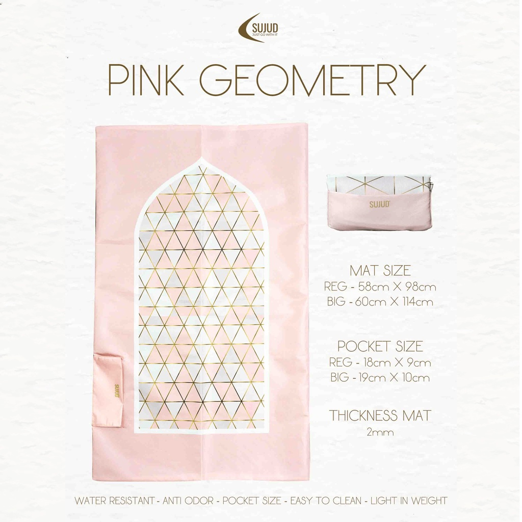 SUJUD Sajadah Pink Geometric Alas Sholat Premium Anti Air