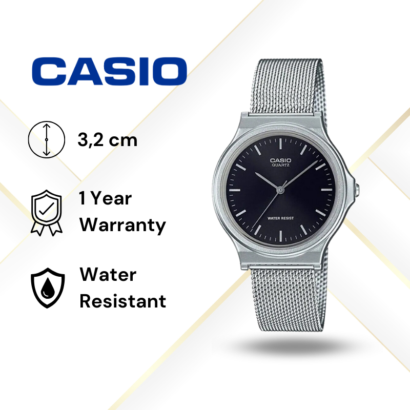 JAM TANGAN WANITA CASIO MQ-24M-1E ORIGINAL - MQ24M SILVER CASIO ORIGINAL