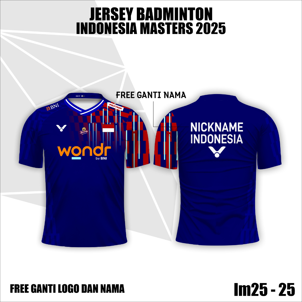 Jersey Custom Nama badminton Indonesia master terbaru 2025 kaos bulu tangkis baju olahraga VTR