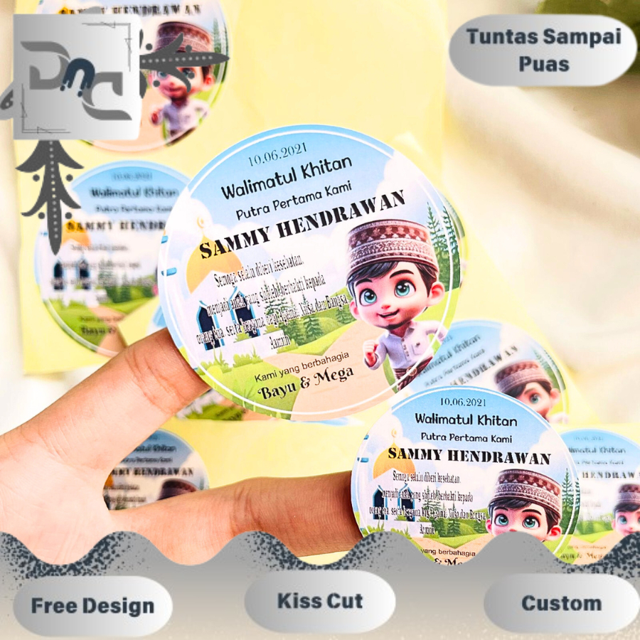 

DND Sticker Syukuran Walimatul Khitan Sunatan Label Bulat Tasyakuran Khitanan Free Desain Custom