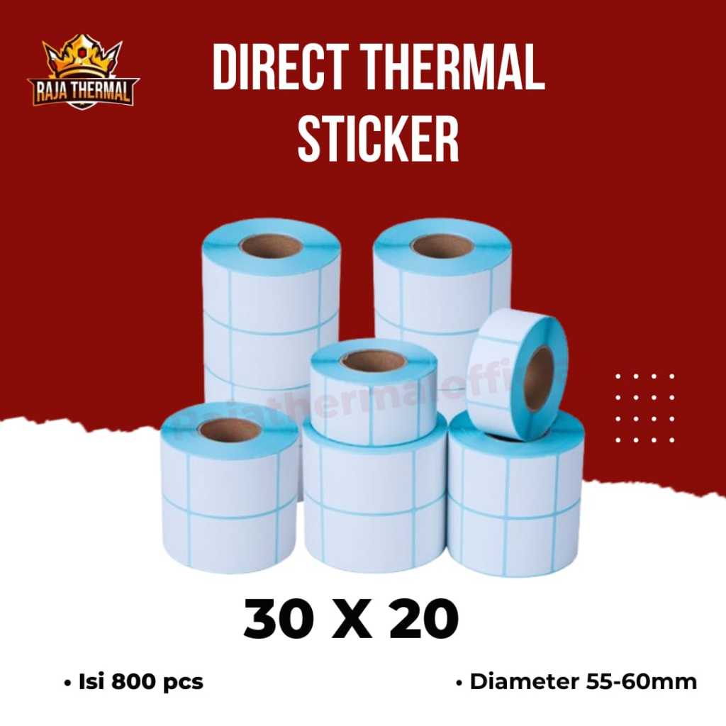 

DIRECT THERMAL STICKER [30x20 MM] KERTAS LABEL STIKER BARCODE 1 LINE 800 PCS
