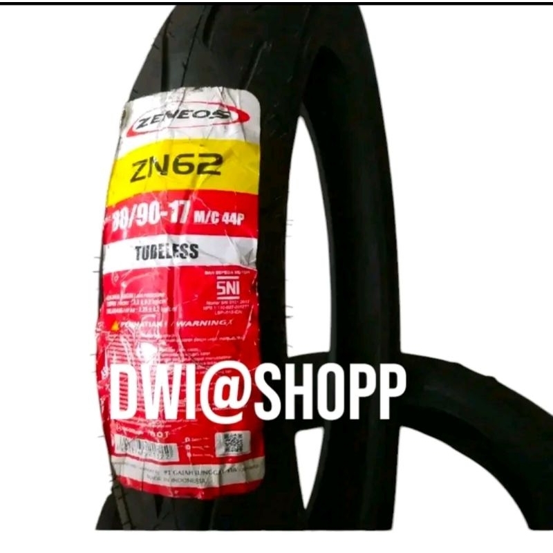 BAN LUAR TUBELES ZENEOS ZN 62 80/90-17 SUPRA KARISMA JUPITER FREE PENTIL
