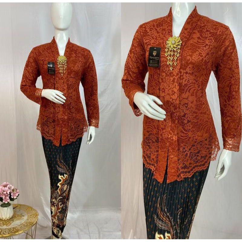 Setelan Kebaya Floy Kartini Modern Kebaya Brokat Kartini Lengan panjang Kebaya Brokat jumbo