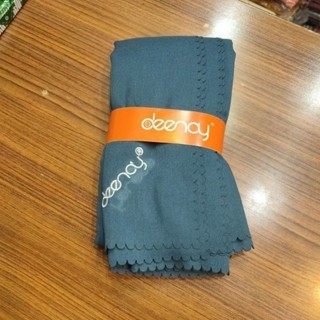 DEENAY - Hijab Segi Empat Navy Biru Dongker Polos Bordir Voal Ultrafine Jilbab Liza Series Original