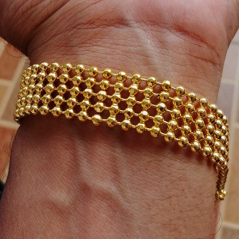 Gelang Brondong Lebar Lapis Emas Goldplated