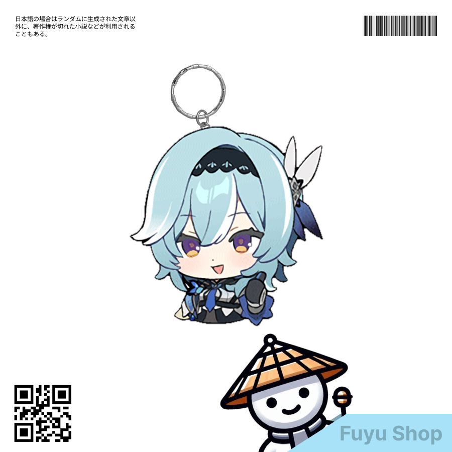 Keychain Eula Genshin Impact UV Printing Laser Cut Pinggir Bening Transparan / Gantungan Kunci Eula 
