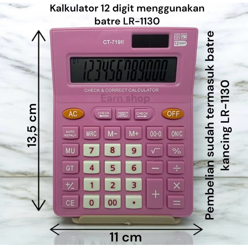 

Adn [JIB] BAYAR DI TEMPAT Calculator kalkulator CT-719 Warna warni 12 digit Pink Biru Hijau l