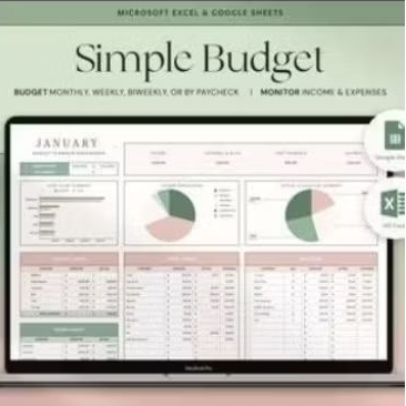 Budget Planner, Budget Spreadsheet Excel, Budget Template, Google Sheets Budget, Monthly
