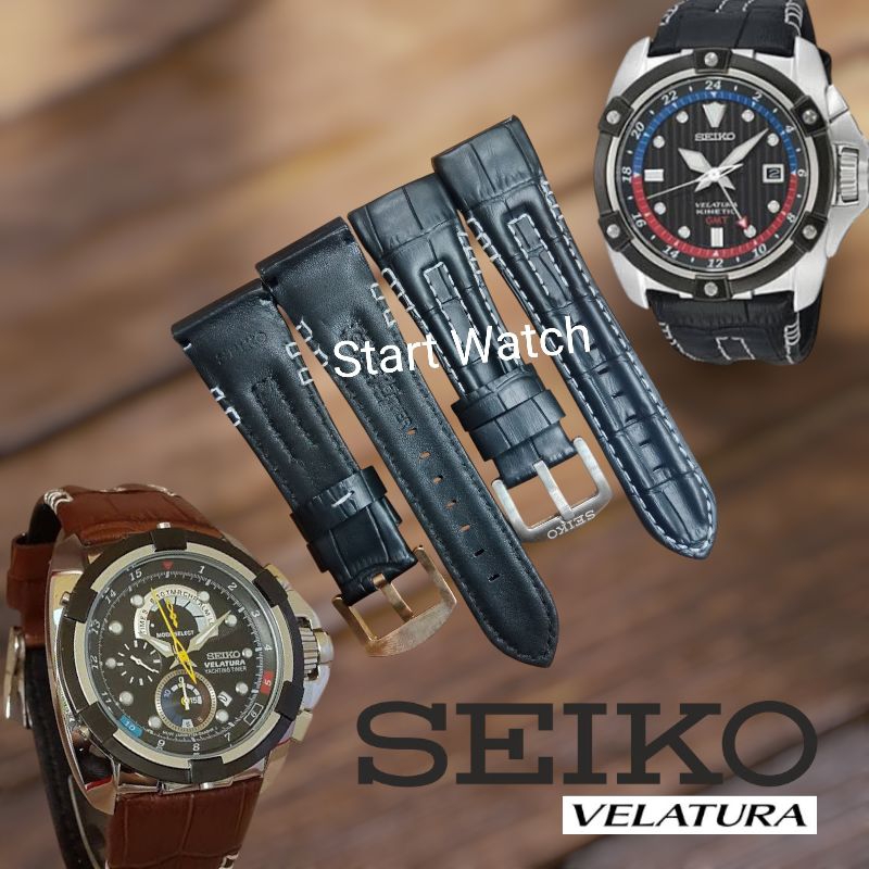 Tali Strap  Jam Tangan Seiko Velatura SRH/SPC Kulit Warna Hitam Genuine Leather Watchband Seiko
