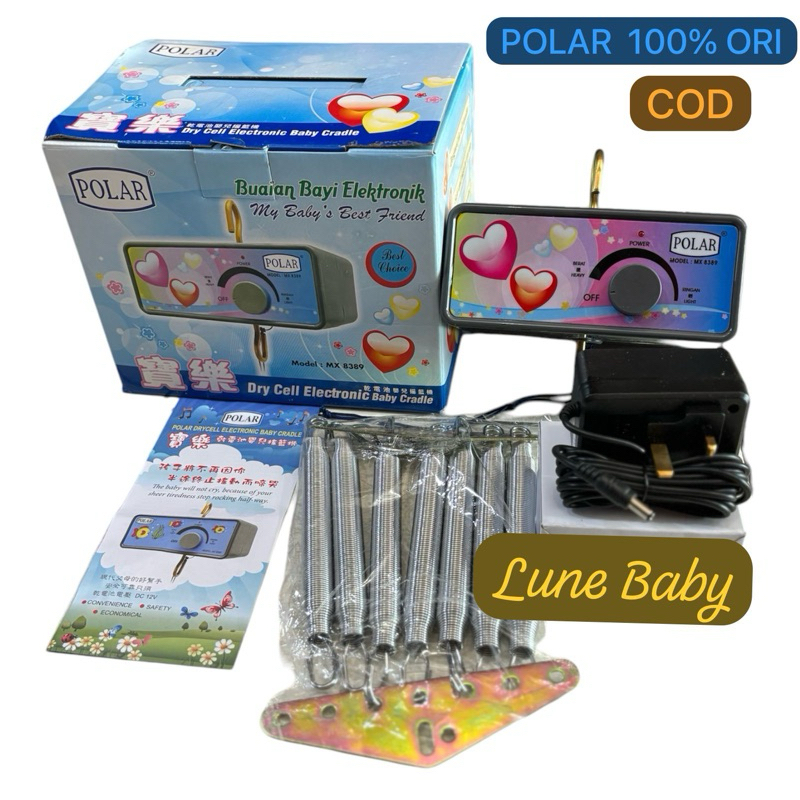 POLAR Mesin Ayunan Listrik/Buaian bayi/Baby Bouncer komplit dengan 7 per + Besi pengait + Adaptor