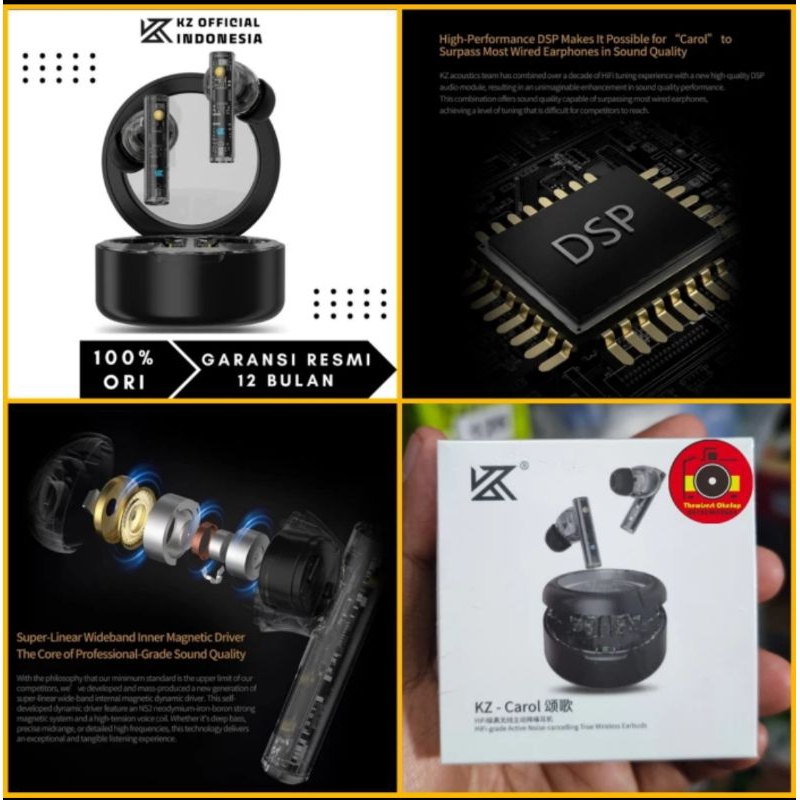 TWS KZ Carol ANC 55db 6Mics AI Hifi Earbuds wireless Bluetooth