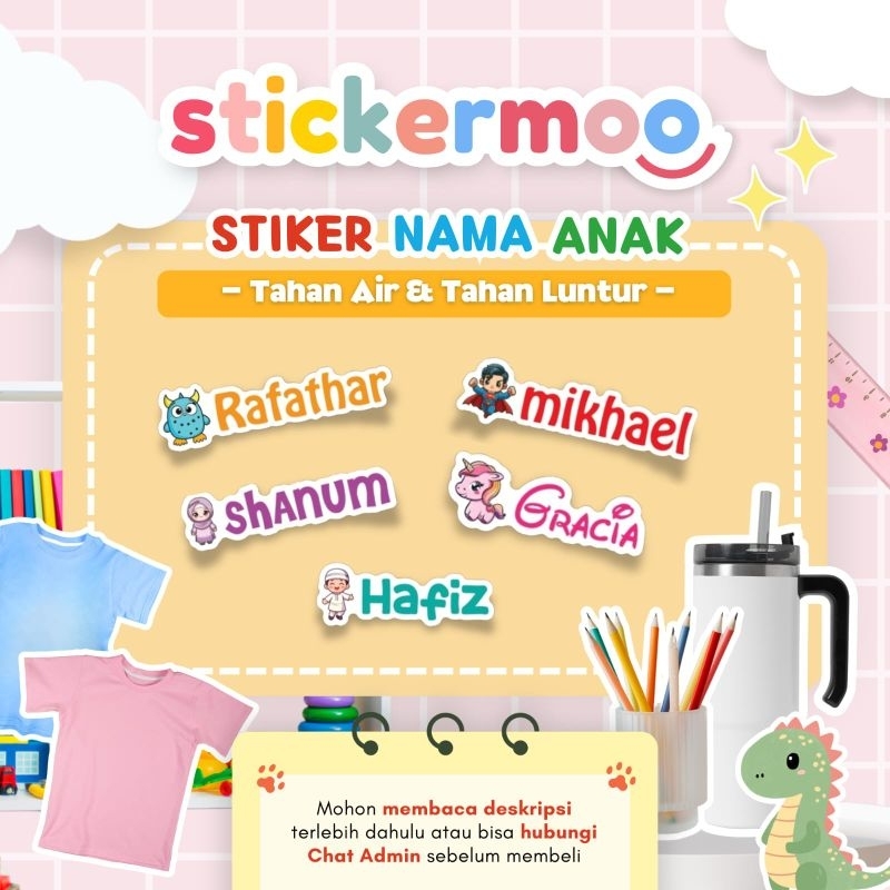 

STIKER NAMA LABEL ANAK WATERPROOF - STIKERMOO