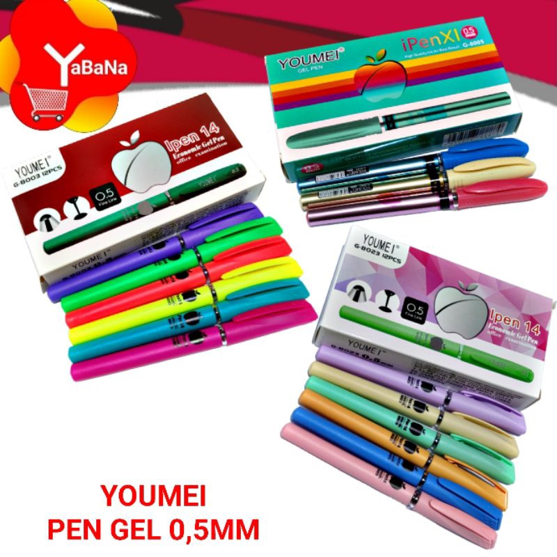 

Pen Gel Pulpen Youmei IPENX Varian Tinta Gel Hitam 12pcs