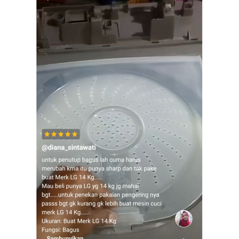 baca tutup pengering sharp14/16kg (bs utk LG).baca diskripsi