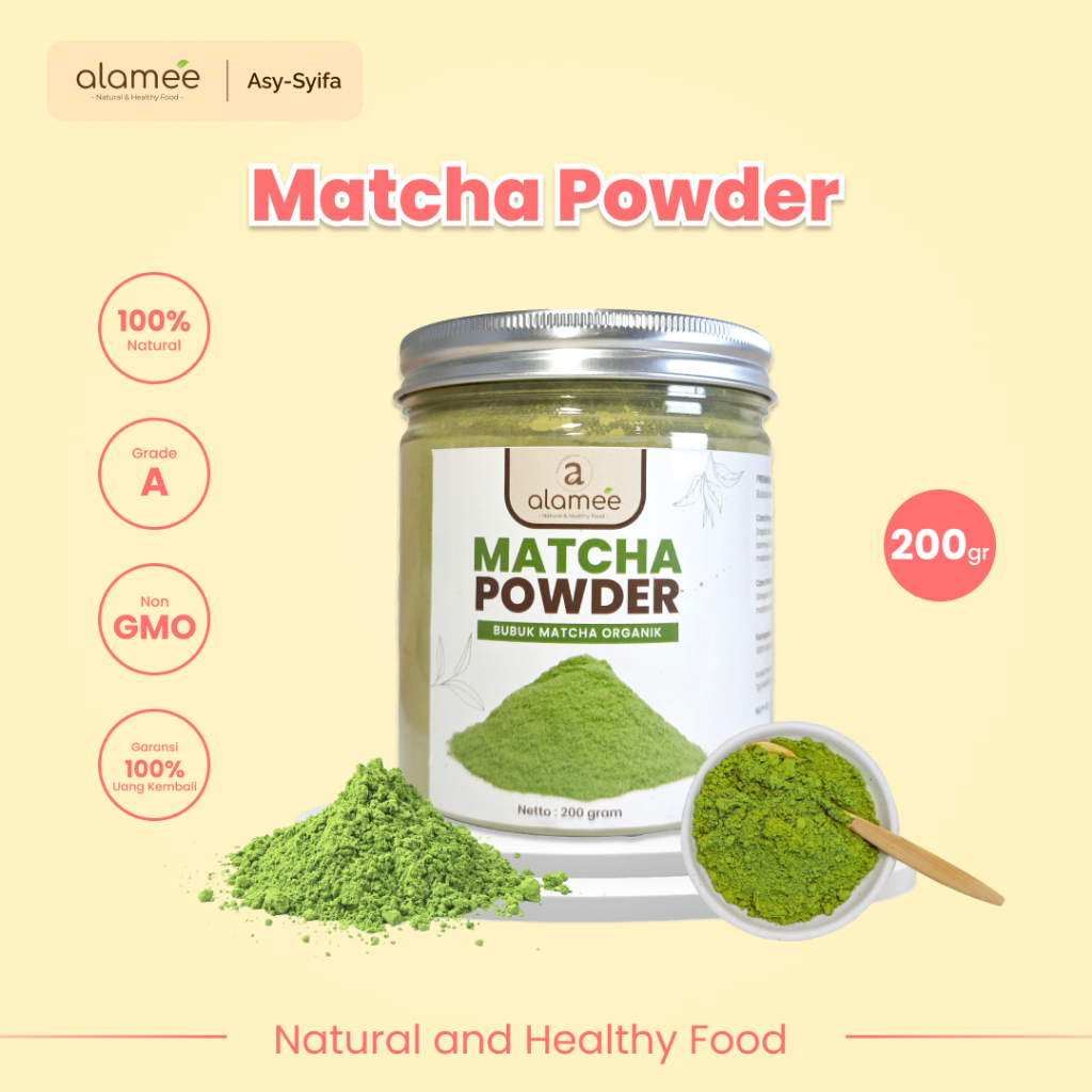 

ALAMEE Matcha Powder Minuman Teh Matcha Pure PREMIUM Matcha Tea Powder Tanpa Campuran Gula 200gr