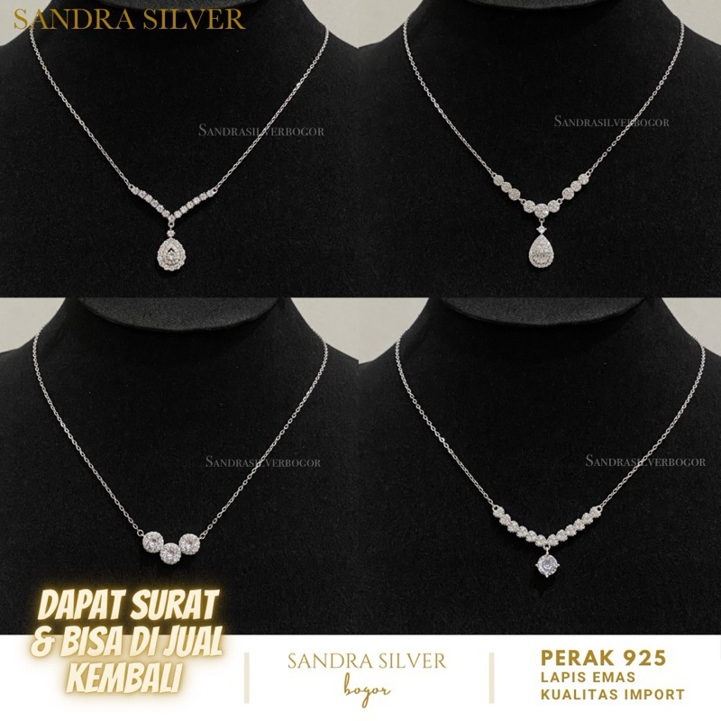 Kalung Permata Perak 925 model permata lapis emas putih