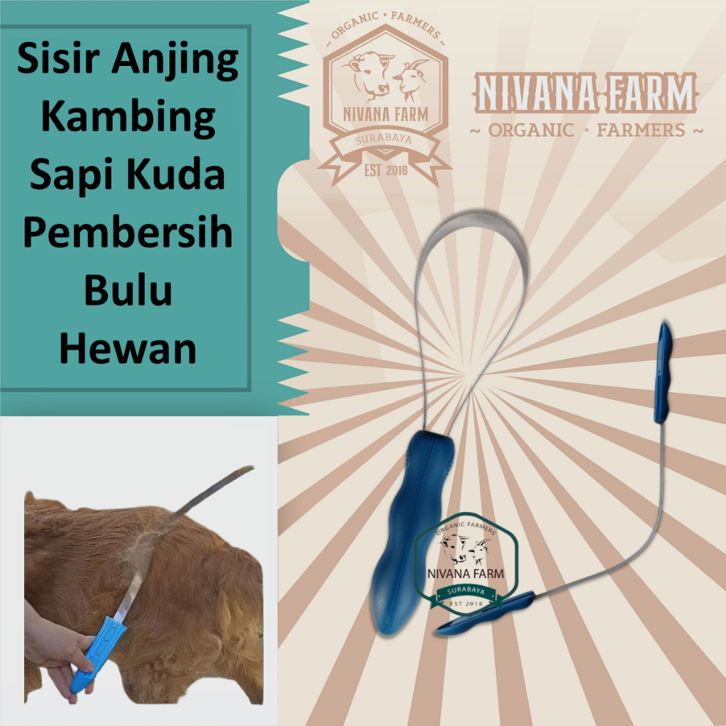 Sisir Anjing Kambing Sapi Kuda Pembersih Bulu Hewan Biru