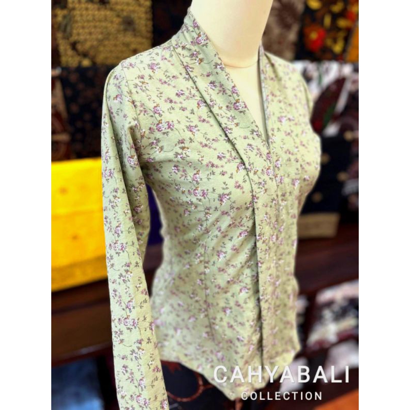 Kebaya Kartini cringkle OLIVE tangan panjang | warna Hijau oliive
