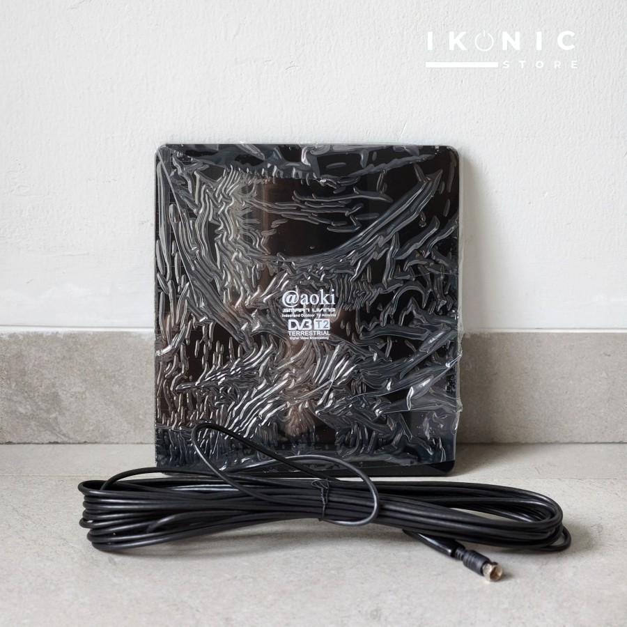IKONIC Antena TV Digital Luar Dalem Indoor Outdoor + Boster + Kabel Antena 10M AOKI 3000