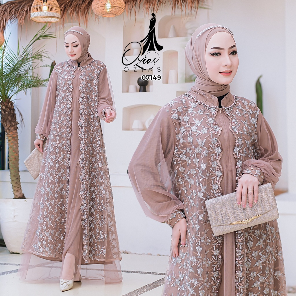 GAMIS OZIAS TILE NAMIRA 07149 LD 105 120 140 150 | Gamis Jumbo Wanita 4XL 5XL | Gamis Mewah Kondanga