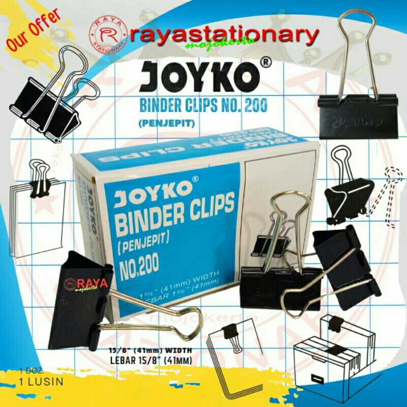 

Penjepit Kertas Joyko 200 Binder Clip Hitam