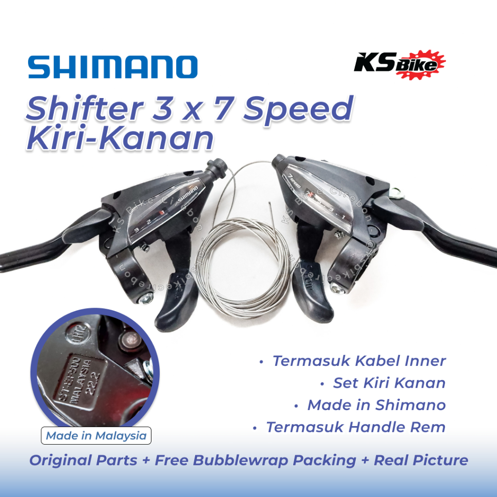 Shifter Shimano Gigi 3 x 7 Speed Kiri Kanan Operan Gigi 21 Speed Termasuk Handle Rem Original Sepeda