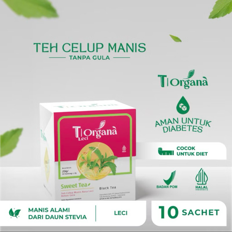 

Teh Celup Manis Alami Gula Stevia Organa per 10 T Bag