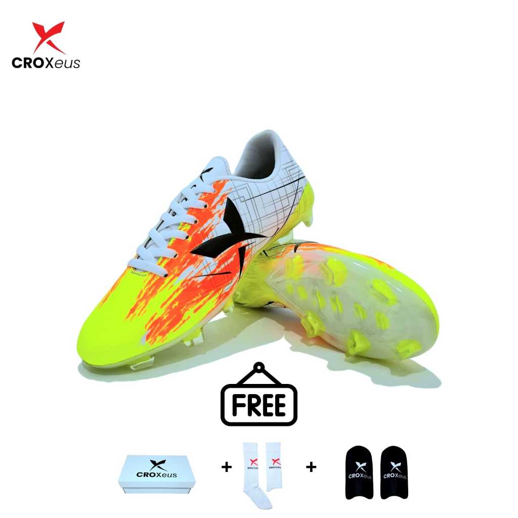( MURAH ) Sepatu Bola Anak Croxeus Xyclops Run Attack Lime Ortrange Sepatu Bola Anak SD,SMP