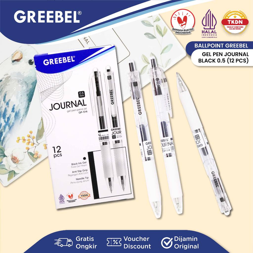 

GREEBEL PULPEN GEL / Gel Pen Journal GP-514 0.5 Hitam / Ballpen Gel Ballpoint Bolpen Bolpoin Pena Gel