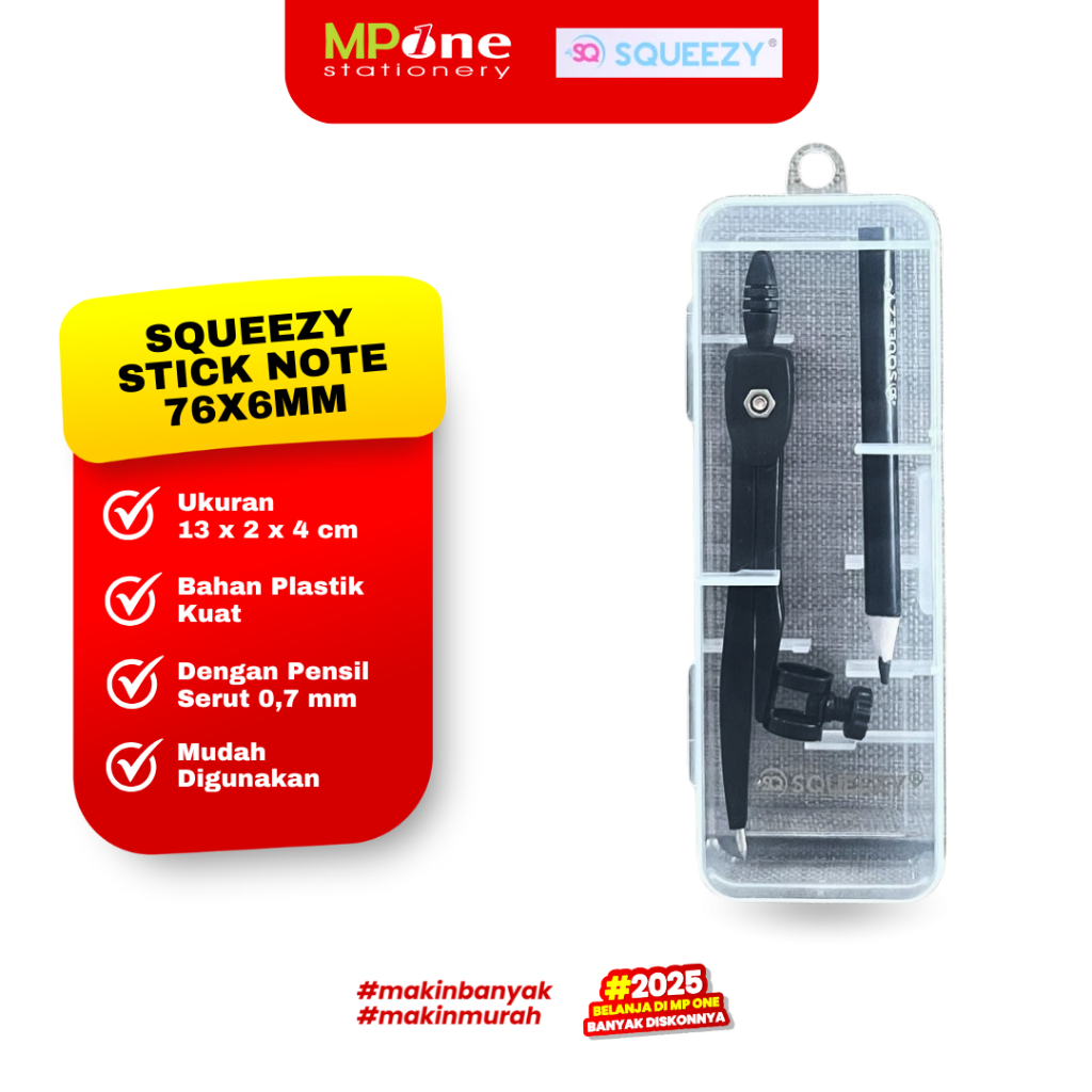 

(1 SHEET) Squeezy Jangka Set SQ-3007 / Jangka Compas Set Pensil / Jangka Set Hitam SQUEEZY
