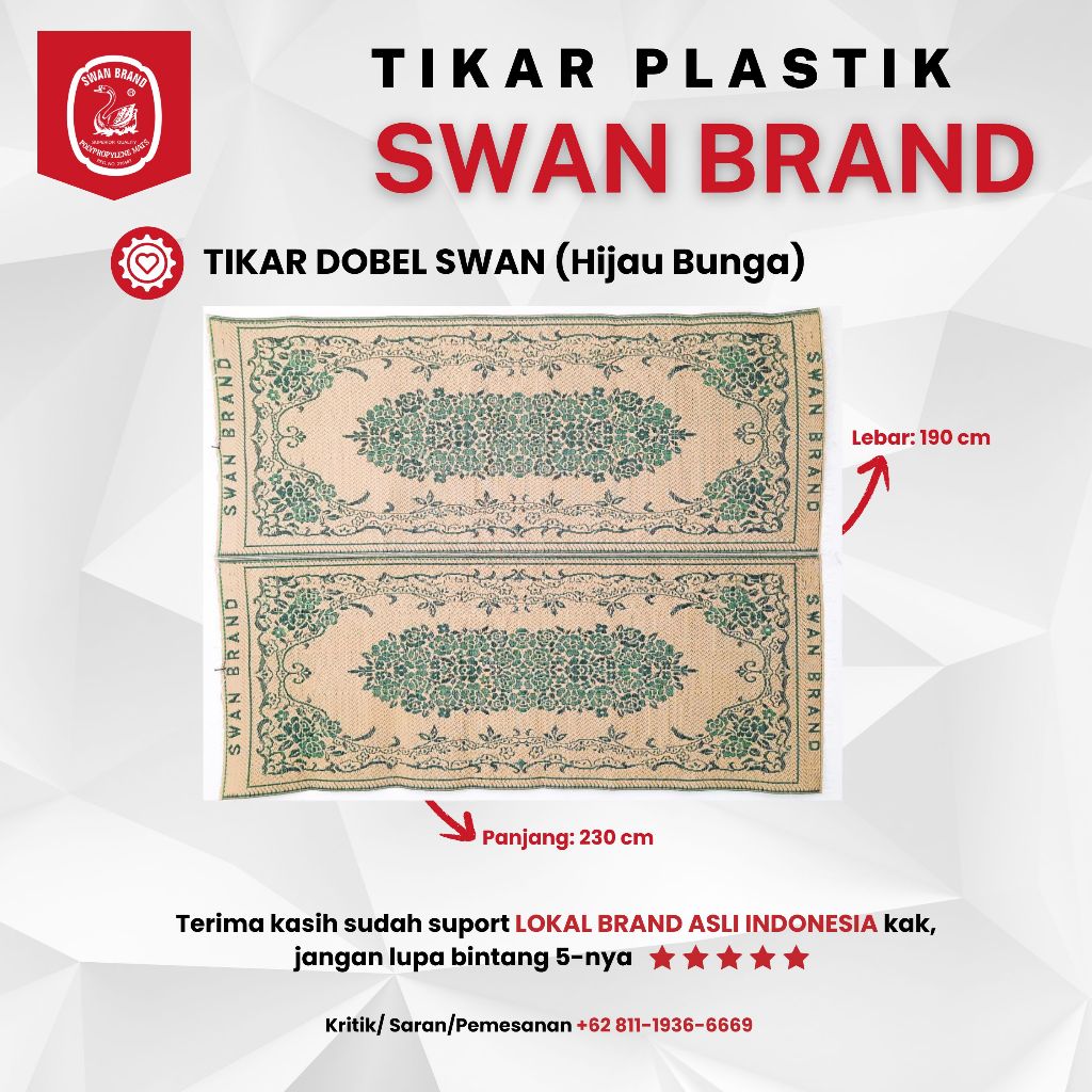 Tikar Plastik Swan Brand - Tikar Dobel SWAN BRAND 230 cm x 190 cm