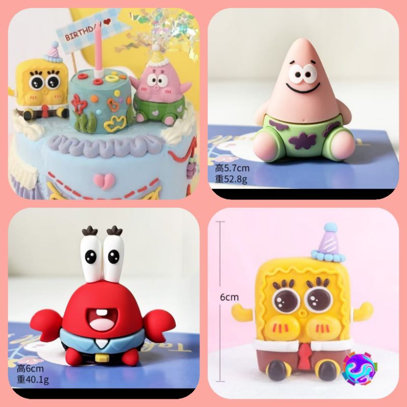 Hiasan Topper Cake Kue Ulang Tahun Spongebob Sponge Bob Patrik Patrick Mr Crab Anak Laki Perempuan