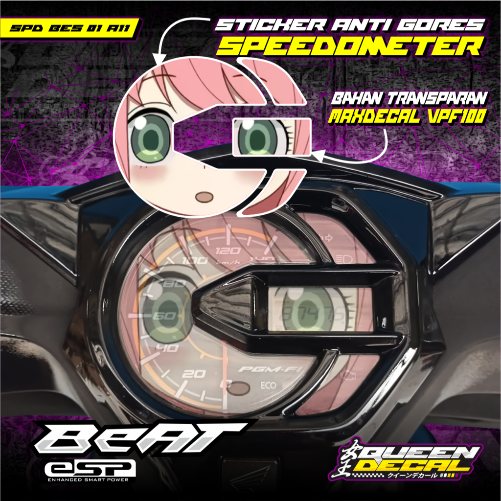 Stiker Transparan Motif Anime Anime Anya - Stiker Spedometer Motor Beat ESP 2016-2019 - SPD-BES