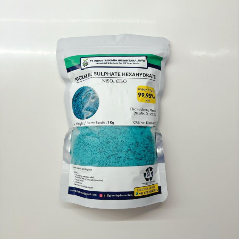 Nickel Sulfate / Nikel Sulfat / Nickel Sulphate 1Kg Electroplating Grade