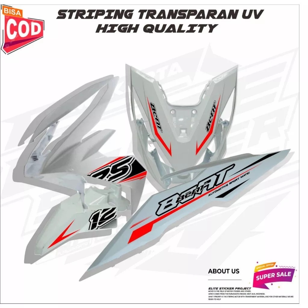 STRIPING TRANSPARAN BEAT NEW ESP LIS SIMPLE RACING - STIKER STRIPING BEAT ECO ESP TAHUN 2016-2019 - 