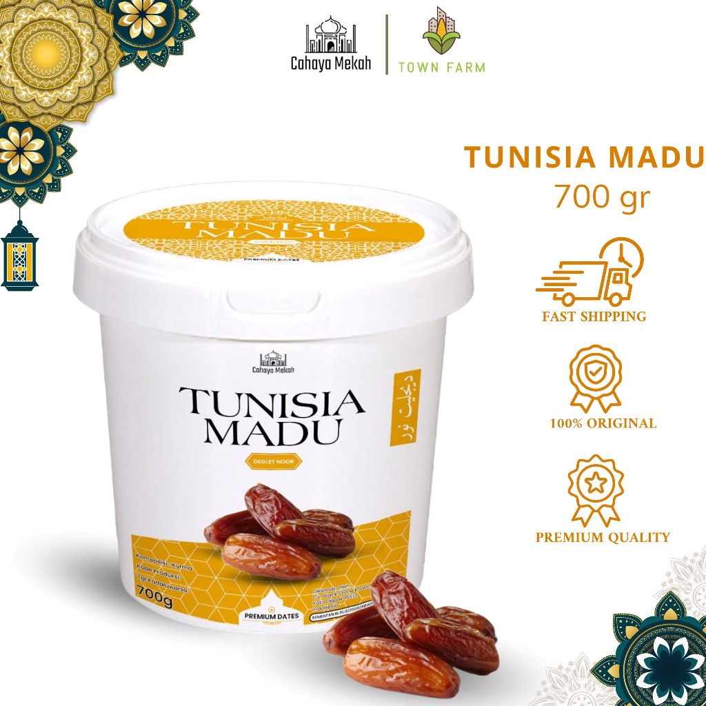 

Cahaya Mekah Kurma Tunisia Madu Ember 700gr Deglet Noor Honey Premium 100% Original High Quality