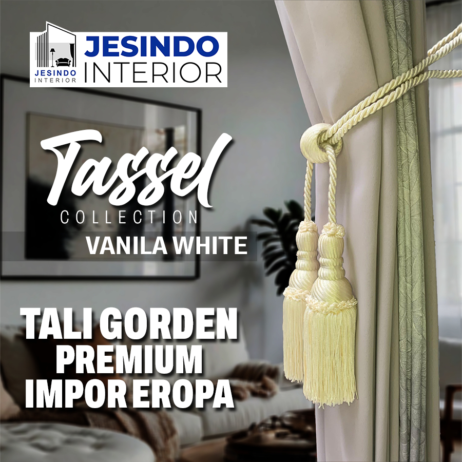 Tali Ikatan Gorden Gordyn Tassel Mewah Import Eropa Warna VANILA WHITE